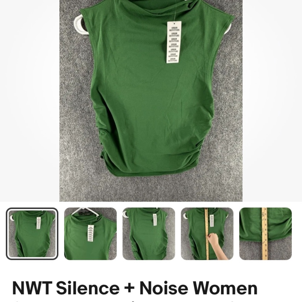 Silence + Noise Green Ruched Muscle Tee